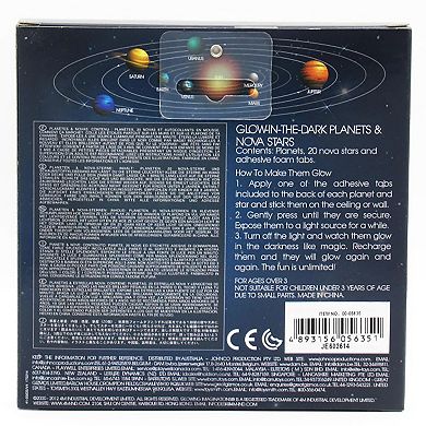 4M: Glow Planets & Nova Stars 20 Glow-in-Dark Stick-Ons Wall & Ceiling Decor