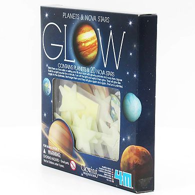 4M: Glow Planets & Nova Stars 20 Glow-in-Dark Stick-Ons Wall & Ceiling Decor