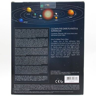 4M: Glow Planets & Supernova 100 Glow-in-Dark Stick-Ons Wall & Ceiling Decor