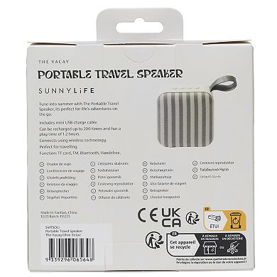 SUNNYLiFE The Vacay Olive Stripe Portable Travel Speaker