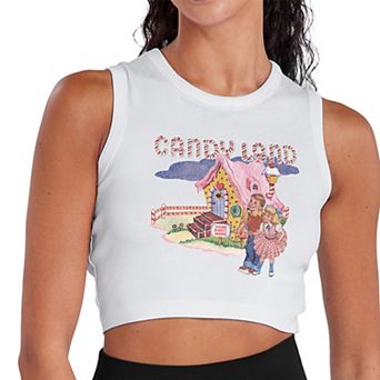 Juniors' Candy Land Sweet Cotton Candy Fantasy Cropped Tank