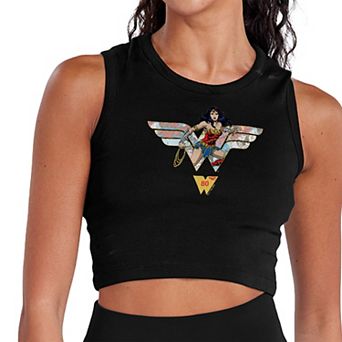 Juniors' Wonder Woman 80th Anniversary Hero Collage Cropped Tank