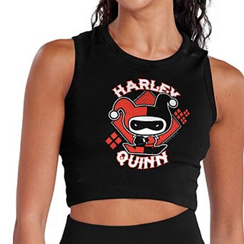 Juniors' Harley Quinn Chibi Chaos Cropped Tank