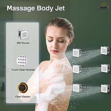 Luxury 3-Spray 12 in. 2.5 GPM Wall Mount Dual Shower Head and Handheld Shower Head with 6 Body Jets