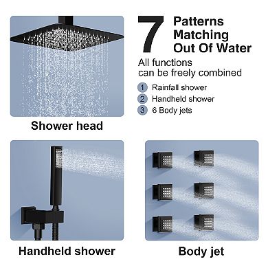 Luxury Thermostatic 3-Spray 12 in. Dual Shower Head Ceiling Mount Fixed and Handheld Shower Head