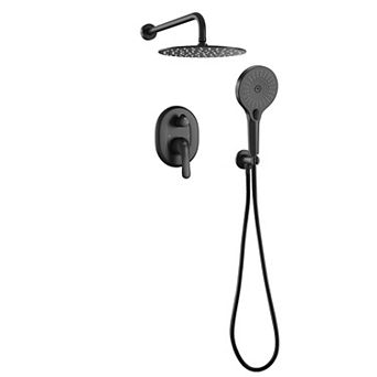 2-Spray Patterns 10 in Wall Mount Handheld Shower Head 1.8 GPM in Matte Black