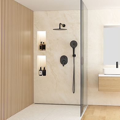 2-Spray Patterns 10 in. Wall Mount Handheld Shower Head 1.8 GPM in Matte Black