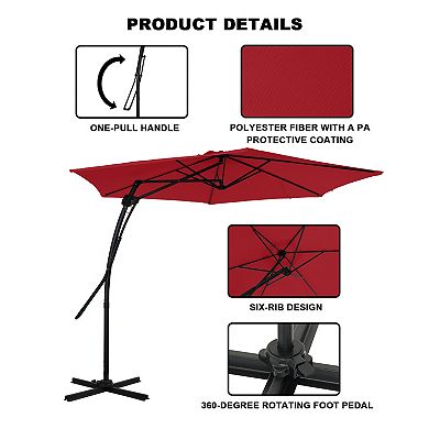 Mondawe 10 ft. Square Cantilever Outdoor Hexagon Offset Patio Umbrella Market Umbrella