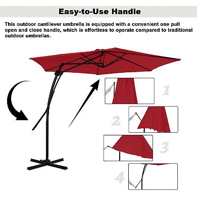 Mondawe 10 ft. Square Cantilever Outdoor Hexagon Offset Patio Umbrella Market Umbrella