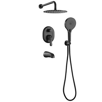 3-Spray Patterns Wall Mount Handheld Shower Head with Tub Faucet and 10 in Shower Head