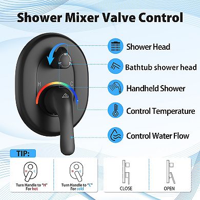 3-Spray Patterns Wall Mount Handheld Shower Head with Tub Faucet and 10 in. Shower Head