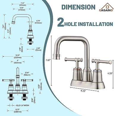 1.2 GPM Centerset Bathroom Faucet with Drain Assembly