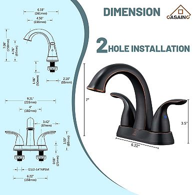 1.2 Flow Centerset Bathroom Sink Faucet with Drain