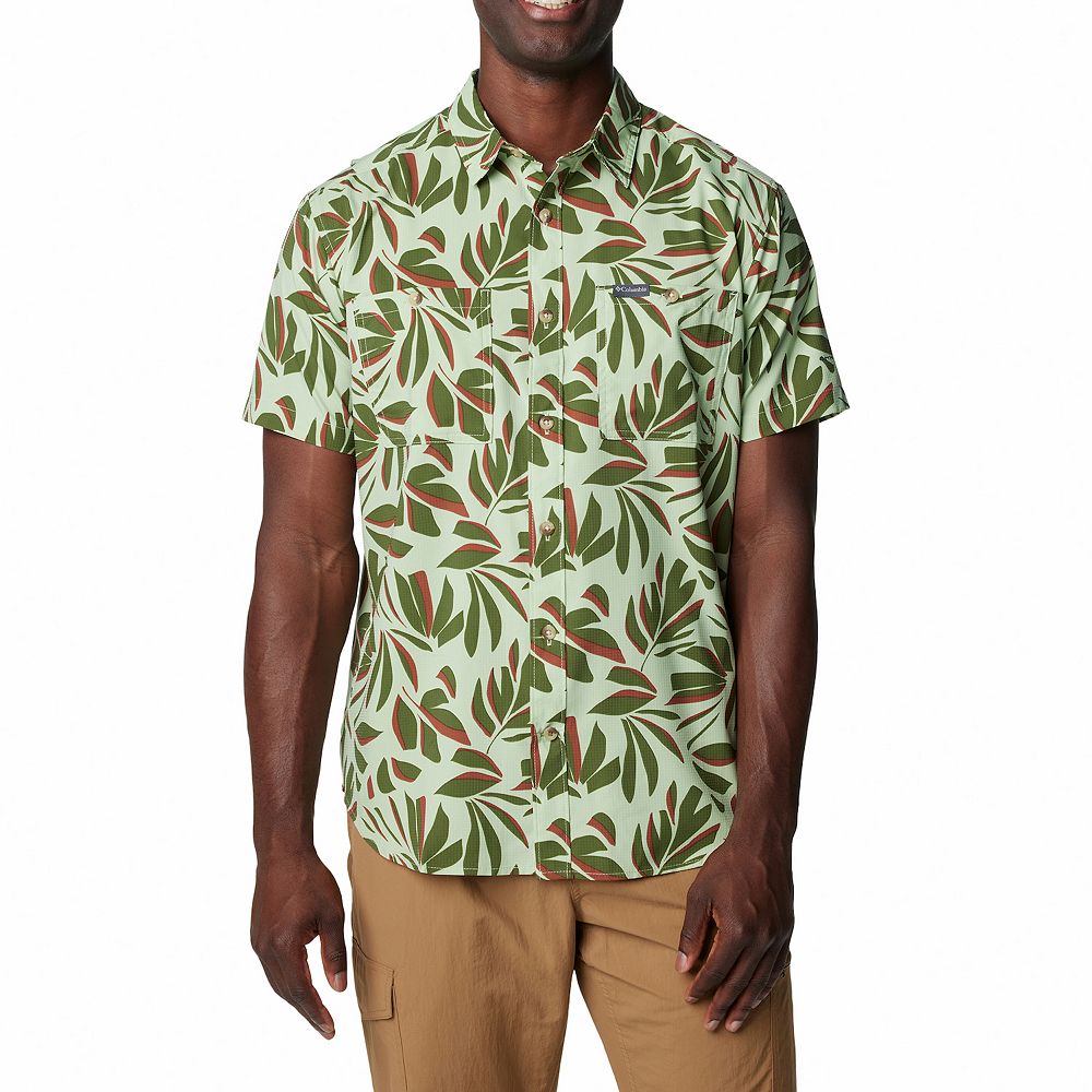 Chemise Columbia Homme Manches Courtes Poisson Taille L - Beige, 100% Coton