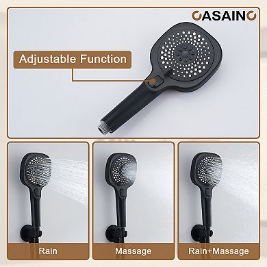 4 Functions 12 Inch Ceiling Mounted Thermostatic Shower System in Matte Black