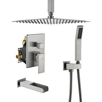 Single-Handle 1-Spray Patterns 12 in Ceiling Mount Tub and Shower Faucet(Valve Included)