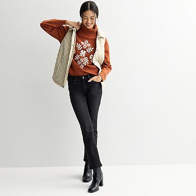 Women's Farmers Market Embroidered Turtleneck Sweater