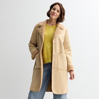 Women's Farmers Market Teddy & Suede Open Front Jacket