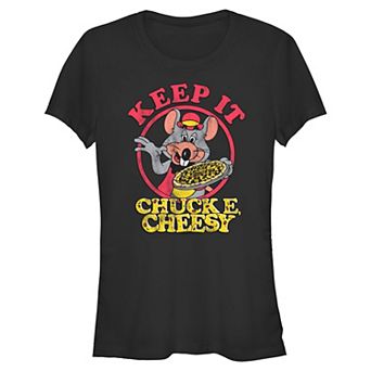 Juniors' Chuck E. Cheese Keep It Cheesy Fitted Graphic Tee