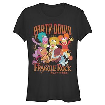 Juniors' Fraggle Rock Back To The Rock Party Down Fitted Graphic Tee