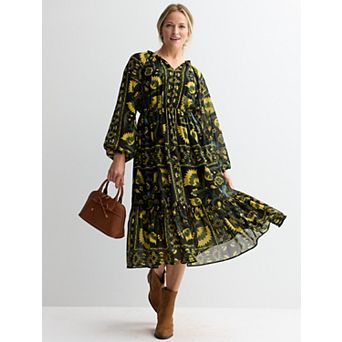 Women's Farmers Market Long Sleeve Ruffle Casual Dress