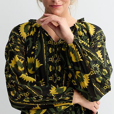 Women's Farmers Market Long Sleeve Ruffle Casual Dress