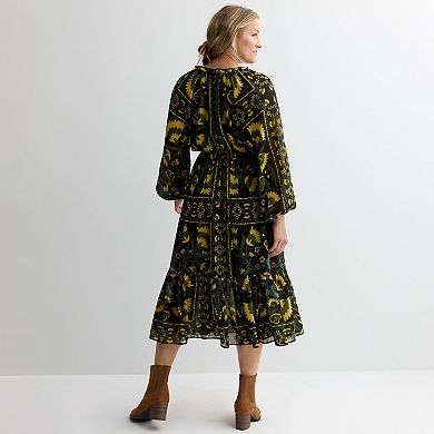 Women's Farmers Market Long Sleeve Ruffle Casual Dress