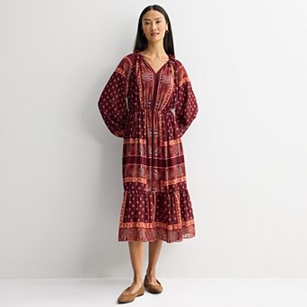 Women's Farmers Market Long Sleeve Ruffle Casual Dress