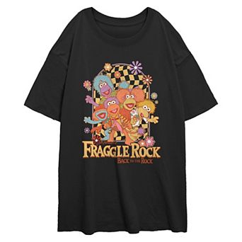 Juniors' Fraggle Rock Back To The Rock Groovy Portrait Oversized Graphic Tee