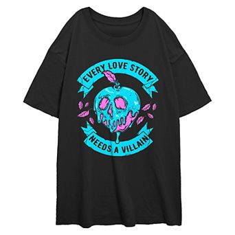 Disney Villains Every Love Story Needs A Villain Juniors' Oversized Graphic Tee