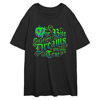 Disney Villains Poison Apple One Bite And All Your Dreams Will Come True Juniors' Oversized Graphic Tee