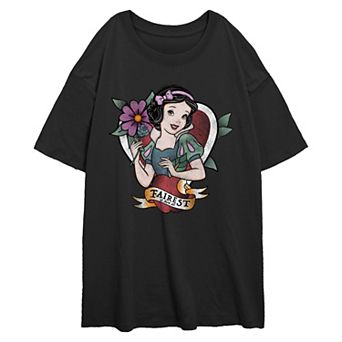 Disney's Snow White And The Seven Dwarfs Fairest Of Them All Juniors' Oversized Graphic Tee