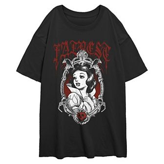 Disney's Snow White And The Seven Dwarfs Fairest Mirror Pose Juniors' Oversized Graphic Tee