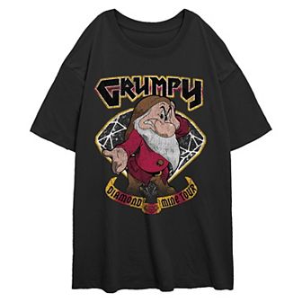 Disney's Snow White And The Seven Dwarfs Grumpy Diamond Mine Tour Juniors' Oversized Graphic Tee