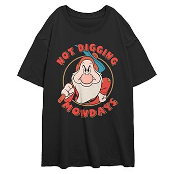 Disney's Snow White And The Seven Dwarfs Grumpy Not Digging Mondays Juniors' Oversized Graphic Tee