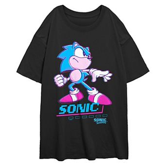 Juniors' Sonic The Hedgehog Sonic Profile Poster Oversized Graphic Tee