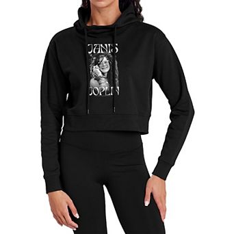 Juniors' Janis Joplin Iconic Portrait Crop Hoodie