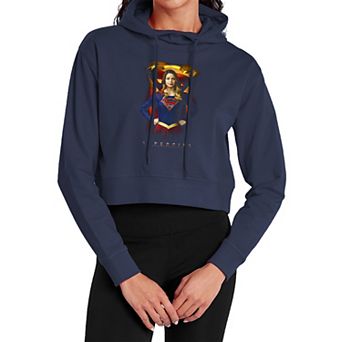 Juniors' Supergirl Heroic Pose Crop Hoodie