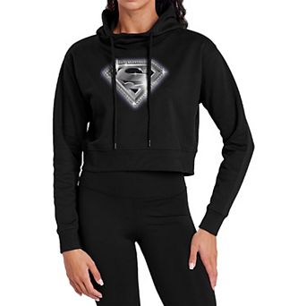 Juniors' Superman Bling Emblem Crop Hoodie