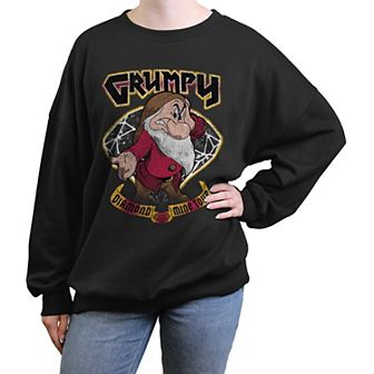 Disney's Snow White And The Seven Dwarfs Grumpy Diamond Mine Tour Juniors' Oversized Graphic Pullover