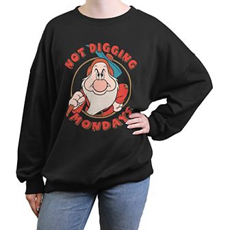 Disney's Snow White And The Seven Dwarfs Grumpy Not Digging Mondays Juniors' Oversized Graphic Pullover