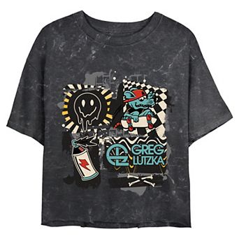 Juniors' Greg Lutzka Skater Rat Art Scene Cropped Graphic Tee