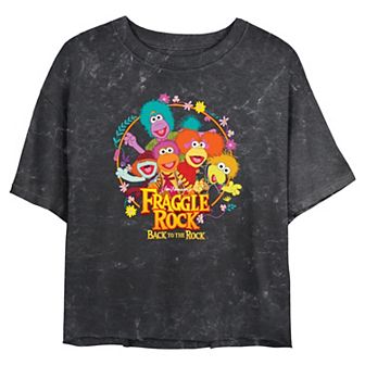 Juniors' Fraggle Rock Back To The Rock Poster Cropped Graphic Tee