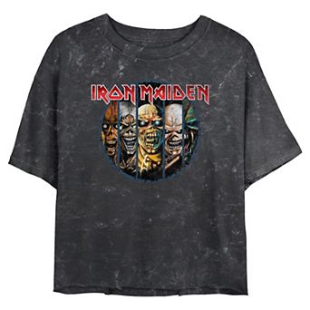 Juniors' Iron Maiden Monster Stamp Cropped Graphic Tee