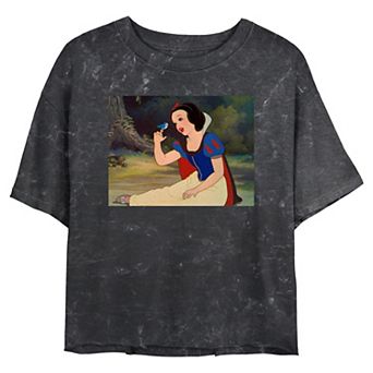 Disney's Snow White And The Seven Dwarfs Singing With Little Bird Juniors' Cropped Graphic Tee