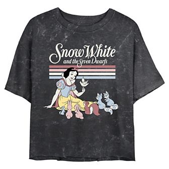 Disney's Snow White And The Seven Dwarfs Singing To Forest Animals Juniors' Cropped Graphic Tee