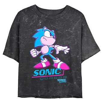 Juniors' Sonic The Hedgehog Sonic Profile Poster Cropped Graphic Tee