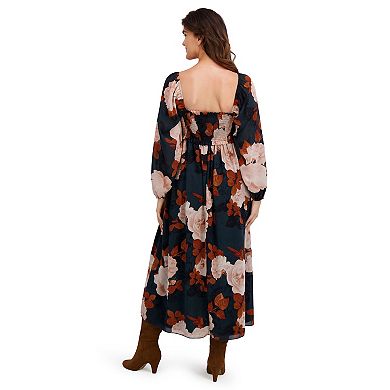 Women's London Times Square Neck Smocked Back Maxi Dress