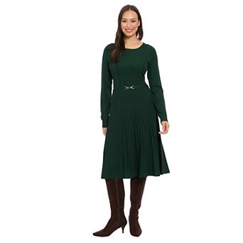 Women's London Times Ribbed Belt Sweater Dress