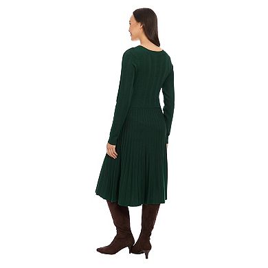 Women's London Times Ribbed Belt Sweater Dress